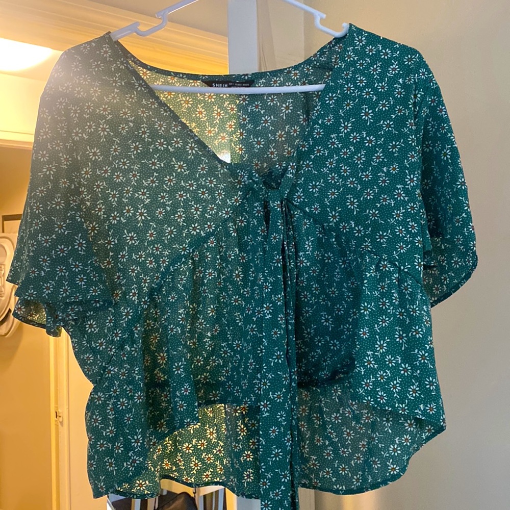 SHEIN - green flower top
